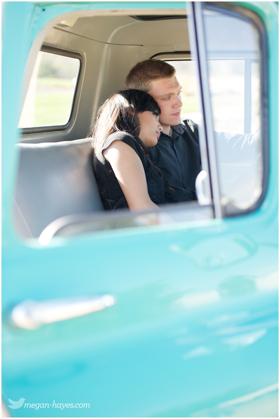 Mint Green Vintage Chevy Engagement
